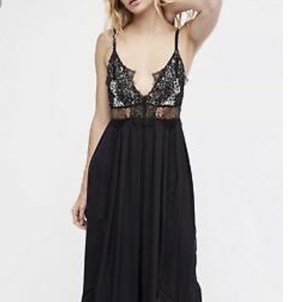 Free People Chleo embroidered maxi  jumpsuit